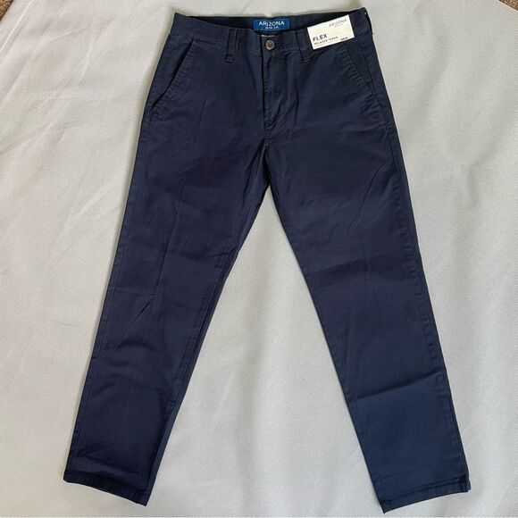 Vintage Arizona Jeans Co Navy Blue Chino Flat Front Khakis Slim Fit Men’s 29x29 - Picture 1 of 7